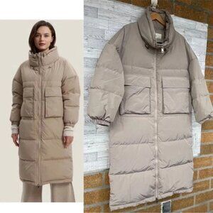 NAP loungewear Oversized Padded Down Puffer Coat in a neutral Sand size medium